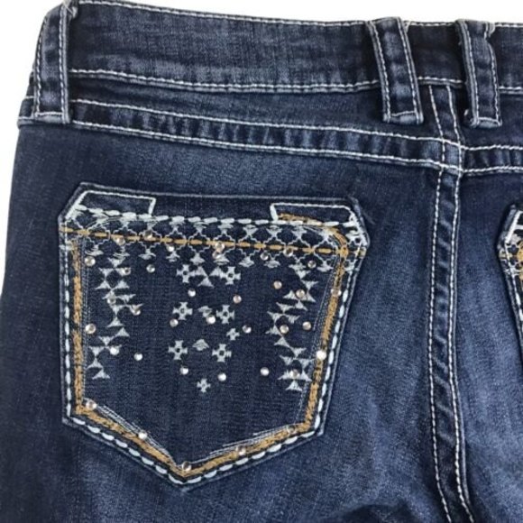 ROCK 47 Wrangler Jeans Bootcut Ultra Low Rise Rodeo Embellish 30x30 - Picture 8 of 12